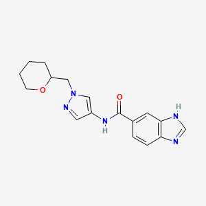 molecular formula C17H19N5O2 B2601530 N-(1-((tetrahydro-2H-pyran-2-yl)methyl)-1H-pyrazol-4-yl)-1H-benzo[d]imidazole-5-carboxamide CAS No. 2034256-09-0