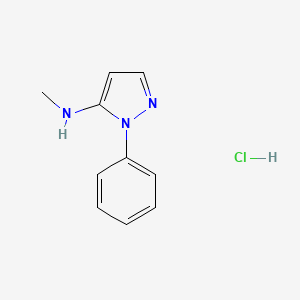 molecular formula C10H12ClN3 B2601569 N-Methyl-2-phenylpyrazol-3-amine;hydrochloride CAS No. 2418658-70-3