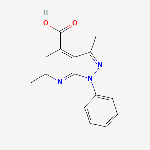 molecular formula C15H13N3O2 B2601593 3,6-dimethyl-1-phenyl-1H-pyrazolo[3,4-b]pyridine-4-carboxylic acid CAS No. 319923-90-5