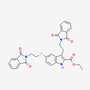 molecular formula C31H25N3O6S B2601630 ethyl 3-[2-(1,3-dioxoisoindol-2-yl)ethyl]-5-[2-(1,3-dioxoisoindol-2-yl)ethylsulfanyl]-1H-indole-2-carboxylate CAS No. 147591-56-8