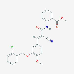 molecular formula C26H21ClN2O5 B2601697 METHYL 2-[((E)-3-{3-[(2-CHLOROBENZYL)OXY]-4-METHOXYPHENYL}-2-CYANO-2-PROPENOYL)AMINO]BENZOATE CAS No. 380475-11-6