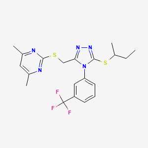 molecular formula C20H22F3N5S2 B2601721 2-({[5-(butan-2-ylsulfanyl)-4-[3-(trifluoromethyl)phenyl]-4H-1,2,4-triazol-3-yl]methyl}sulfanyl)-4,6-dimethylpyrimidine CAS No. 868222-68-8