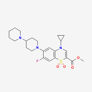 molecular formula C23H30FN3O4S B2601764 methyl 6-{[1,4'-bipiperidine]-1'-yl}-4-cyclopropyl-7-fluoro-1,1-dioxo-4H-1lambda6,4-benzothiazine-2-carboxylate CAS No. 1116041-65-6