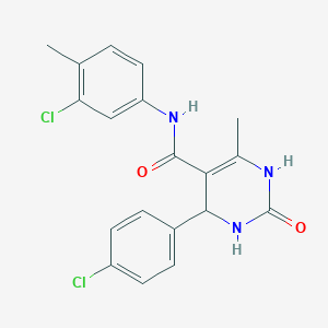 molecular formula C19H17Cl2N3O2 B2601795 N-(3-chloro-4-methylphenyl)-4-(4-chlorophenyl)-6-methyl-2-oxo-1,2,3,4-tetrahydropyrimidine-5-carboxamide CAS No. 405156-58-3