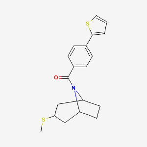 molecular formula C19H21NOS2 B2601807 3-(methylsulfanyl)-8-[4-(thiophen-2-yl)benzoyl]-8-azabicyclo[3.2.1]octane CAS No. 1705745-06-7