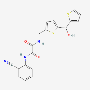 molecular formula C19H15N3O3S2 B2601809 N1-(2-cyanophenyl)-N2-((5-(hydroxy(thiophen-2-yl)methyl)thiophen-2-yl)methyl)oxalamide CAS No. 1448121-96-7