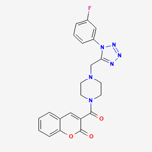 molecular formula C22H19FN6O3 B2601810 3-(4-((1-(3-fluorophenyl)-1H-tetrazol-5-yl)methyl)piperazine-1-carbonyl)-2H-chromen-2-one CAS No. 1021227-38-2