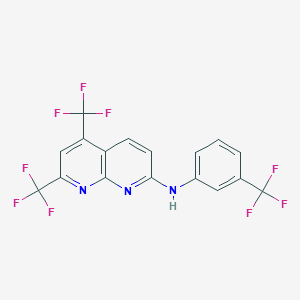 molecular formula C17H8F9N3 B2601811 5,7-bis(trifluoromethyl)-N-[3-(trifluoromethyl)phenyl][1,8]naphthyridin-2-amine CAS No. 241488-36-8