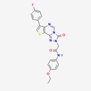 molecular formula C23H18FN5O3S B2601823 N-(4-ethoxyphenyl)-2-[10-(4-fluorophenyl)-5-oxo-12-thia-3,4,6,8-tetraazatricyclo[7.3.0.0^{2,6}]dodeca-1(9),2,7,10-tetraen-4-yl]acetamide CAS No. 1219188-56-3