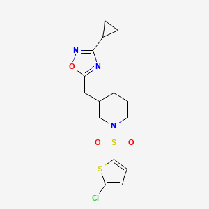 B2601847 5-((1-((5-Chlorothiophen-2-yl)sulfonyl)piperidin-3-yl)methyl)-3-cyclopropyl-1,2,4-oxadiazole CAS No. 1705550-43-1