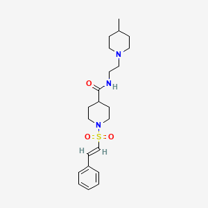 molecular formula C22H33N3O3S B2601857 N-[2-(4-methylpiperidin-1-yl)ethyl]-1-[(E)-2-phenylethenyl]sulfonylpiperidine-4-carboxamide CAS No. 1181479-84-4