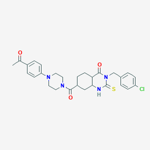 molecular formula C28H25ClN4O3S B2601871 7-[4-(4-Acetylphenyl)piperazine-1-carbonyl]-3-[(4-chlorophenyl)methyl]-2-sulfanylidene-1,2,3,4-tetrahydroquinazolin-4-one CAS No. 422283-40-7