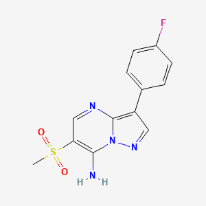 molecular formula C13H11FN4O2S B2601876 3-(4-Fluorophenyl)-6-(methylsulfonyl)pyrazolo[1,5-a]pyrimidin-7-amine CAS No. 439108-99-3