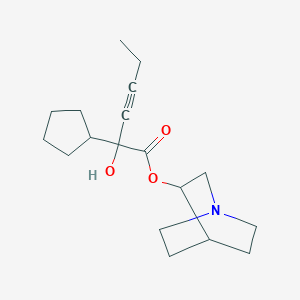 molecular formula C18H27NO3 B026019 1-Azabicyclo[2.2.2]octan-3-yl 2-cyclopentyl-2-hydroxyhex-3-ynoate CAS No. 101952-37-8