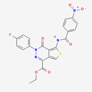 molecular formula C22H15FN4O6S B2601914 ethyl 3-(4-fluorophenyl)-5-(4-nitrobenzamido)-4-oxo-3H,4H-thieno[3,4-d]pyridazine-1-carboxylate CAS No. 851949-49-0