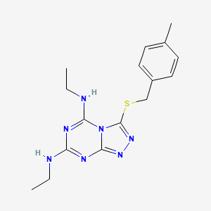molecular formula C16H21N7S B2601978 N5,N7-diethyl-3-{[(4-methylphenyl)methyl]sulfanyl}-[1,2,4]triazolo[4,3-a][1,3,5]triazine-5,7-diamine CAS No. 898414-59-0