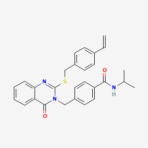 molecular formula C28H27N3O2S B2602053 N-isopropyl-4-((4-oxo-2-((4-vinylbenzyl)thio)quinazolin-3(4H)-yl)methyl)benzamide CAS No. 1115433-42-5
