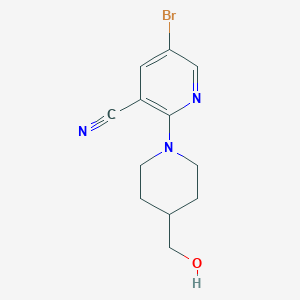 molecular formula C12H14BrN3O B2602062 5-Bromo-2-[4-(hydroxymethyl)piperidin-1-yl]pyridine-3-carbonitrile CAS No. 2415628-66-7