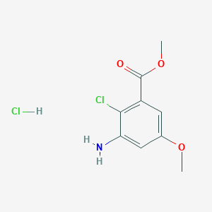 molecular formula C9H11Cl2NO3 B2602067 Methyl 3-amino-2-chloro-5-methoxybenzoate hydrochloride CAS No. 2228823-04-7