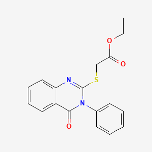 molecular formula C18H16N2O3S B2602076 ethyl [(4-oxo-3-phenyl-3,4-dihydroquinazolin-2-yl)thio]acetate CAS No. 28831-35-8