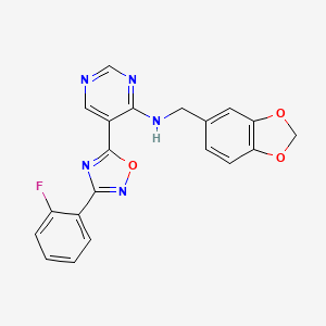N-(benzo[d][1,3]dioxol-5-ylmethyl)-5-(3-(2-fluorophenyl)-1,2,4-oxadiazol-5-yl)pyrimidin-4-amine