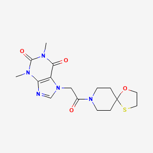 1,3-dimethyl-7-(2-oxo-2-(1-oxa-4-thia-8-azaspiro[4.5]decan-8-yl)ethyl)-1H-purine-2,6(3H,7H)-dione