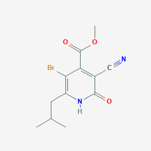 molecular formula C12H13BrN2O3 B2602139 Methyl 5-bromo-3-cyano-6-isobutyl-2-oxo-1,2-dihydropyridine-4-carboxylate CAS No. 1674390-02-3
