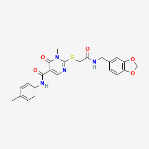 2-((2-((benzo[d][1,3]dioxol-5-ylmethyl)amino)-2-oxoethyl)thio)-1-methyl-6-oxo-N-(p-tolyl)-1,6-dihydropyrimidine-5-carboxamide