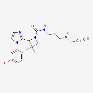 2-[1-(3-Fluorophenyl)imidazol-2-yl]-3,3-dimethyl-N-[3-[methyl(prop-2-ynyl)amino]propyl]azetidine-1-carboxamide