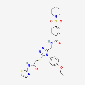 N-((4-(4-ethoxyphenyl)-5-((2-oxo-2-(thiazol-2-ylamino)ethyl)thio)-4H-1,2,4-triazol-3-yl)methyl)-4-(piperidin-1-ylsulfonyl)benzamide