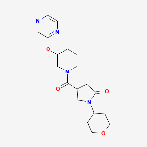 4-(3-(pyrazin-2-yloxy)piperidine-1-carbonyl)-1-(tetrahydro-2H-pyran-4-yl)pyrrolidin-2-one
