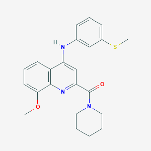 molecular formula C23H25N3O2S B2602170 8-methoxy-N-[3-(methylsulfanyl)phenyl]-2-(piperidine-1-carbonyl)quinolin-4-amine CAS No. 1251600-26-6