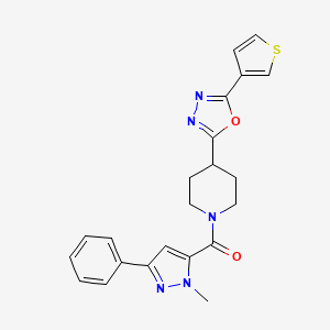 (1-methyl-3-phenyl-1H-pyrazol-5-yl)(4-(5-(thiophen-3-yl)-1,3,4-oxadiazol-2-yl)piperidin-1-yl)methanone