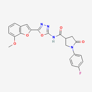 1-(4-fluorophenyl)-N-(5-(7-methoxybenzofuran-2-yl)-1,3,4-oxadiazol-2-yl)-5-oxopyrrolidine-3-carboxamide