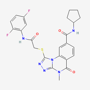 N-cyclopentyl-1-({[(2,5-difluorophenyl)carbamoyl]methyl}sulfanyl)-4-methyl-5-oxo-4H,5H-[1,2,4]triazolo[4,3-a]quinazoline-8-carboxamide