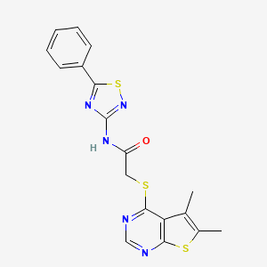 2-(5,6-dimethylthieno[2,3-d]pyrimidin-4-yl)sulfanyl-N-(5-phenyl-1,2,4-thiadiazol-3-yl)acetamide