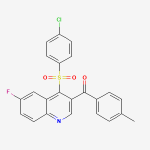 (4-((4-Chlorophenyl)sulfonyl)-6-fluoroquinolin-3-yl)(p-tolyl)methanone