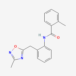 molecular formula C18H17N3O2 B2602277 2-甲基-N-(2-((3-甲基-1,2,4-恶二唑-5-基)甲基)苯基)苯甲酰胺 CAS No. 1448036-73-4