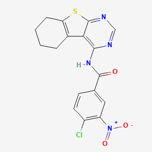 molecular formula C17H13ClN4O3S B2602278 4-氯-3-硝基-N-(5,6,7,8-四氢-[1]苯硫氮杂噻吩[2,3-d]嘧啶-4-基)苯甲酰胺 CAS No. 303017-78-9