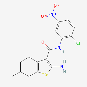 molecular formula C16H16ClN3O3S B2602280 2-amino-N-(2-chloro-5-nitrophenyl)-6-methyl-4,5,6,7-tetrahydro-1-benzothiophene-3-carboxamide CAS No. 587851-04-5