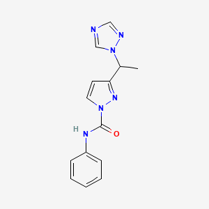 molecular formula C14H14N6O B2602281 N-phenyl-3-[1-(1H-1,2,4-triazol-1-yl)ethyl]-1H-pyrazole-1-carboxamide CAS No. 321522-29-6