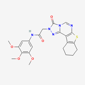 molecular formula C22H23N5O5S B2602286 2-(3-oxo-8,9,10,11-tetrahydrobenzo[4,5]thieno[3,2-e][1,2,4]triazolo[4,3-c]pyrimidin-2(3H)-yl)-N-(3,4,5-trimethoxyphenyl)acetamide CAS No. 1357763-65-5