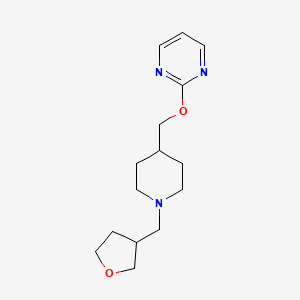 molecular formula C15H23N3O2 B2602292 2-({1-[(Oxolan-3-yl)methyl]piperidin-4-yl}methoxy)pyrimidine CAS No. 2415523-11-2