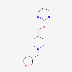 molecular formula C15H23N3O2 B2602292 2-[[1-(Oxolan-3-ylmethyl)piperidin-4-yl]methoxy]pyrimidine CAS No. 2415523-11-2