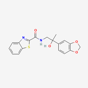 molecular formula C18H16N2O4S B2602298 N-(2-(苯并[d][1,3]二噁杂环[5-yl]-2-羟基丙基)苯并[d]噻嗪-2-羧酰胺 CAS No. 1396675-36-7