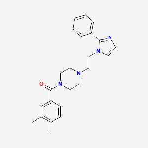molecular formula C24H28N4O B2602300 (3,4-二甲基苯基)(4-(2-(2-苯基-1H-咪唑-1-基)乙基)哌嗪-1-基)甲酮 CAS No. 1797601-88-7