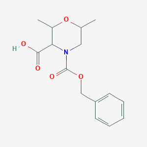 molecular formula C15H19NO5 B2602306 2,6-Dimethyl-4-phenylmethoxycarbonylmorpholine-3-carboxylic acid CAS No. 2248266-57-9