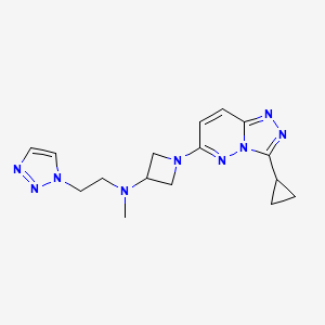 molecular formula C16H21N9 B2602308 1-{3-cyclopropyl-[1,2,4]triazolo[4,3-b]pyridazin-6-yl}-N-methyl-N-[2-(1H-1,2,3-triazol-1-yl)ethyl]azetidin-3-amine CAS No. 2201781-56-6