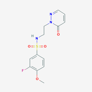 molecular formula C13H14FN3O4S B2602309 3-fluoro-4-methoxy-N-(2-(6-oxopyridazin-1(6H)-yl)ethyl)benzenesulfonamide CAS No. 1049551-09-8