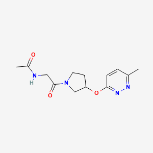 molecular formula C13H18N4O3 B2602316 N-(2-(3-((6-methylpyridazin-3-yl)oxy)pyrrolidin-1-yl)-2-oxoethyl)acetamide CAS No. 2034477-74-0